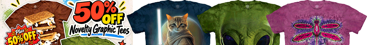 Take 50% OFF Novelty Tees AND graphic tees by Steve Anderson.